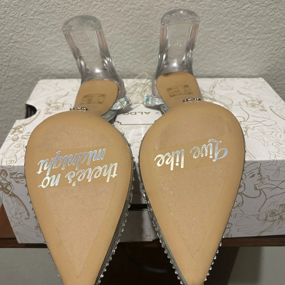 Aldo x Disney Strike Twelve Crystal Embellished Slingback Glass Slipper Heels
